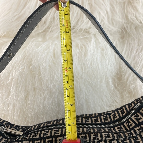 Fendi Semitracolla Piccola suede leather monogram shoulder bag purse AUTHENTIC - Picture 9 of 15